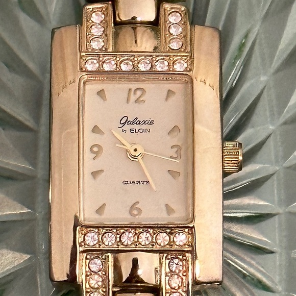Elgin Jewelry - Vintage Galaxie by Elgin gold tone with rhinestones watch